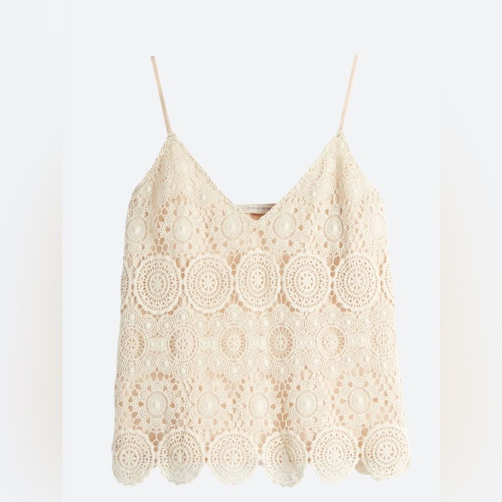 NWT Lavender Brown by Stitch Fix Elenor Lace Overlay Top Size Medium